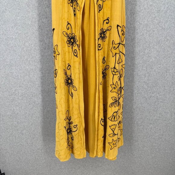 Womens Embroidered Maxi Dress Size S Yellow Cosplay Renaissance Boho Festival - Picture 3 of 13
